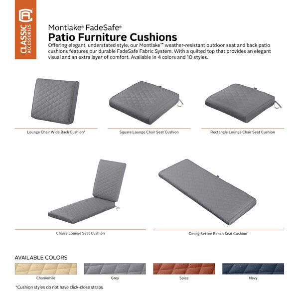 Montlake Quilted Patio Cushion, Grey, 42