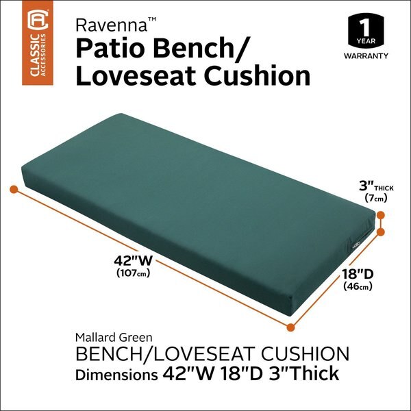 Ravenna Bench Cushion, Mallard Green, 42
