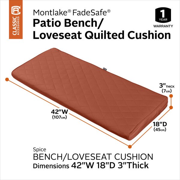 Montlake Quilted Patio Cushion, Spice, 42