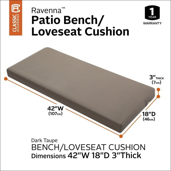 Ravenna Bench Cushion, Dark Taupe, 42
