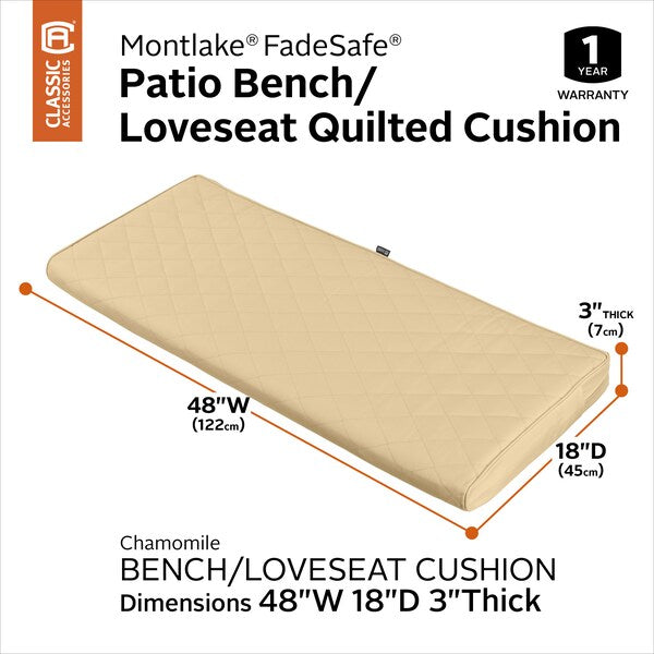 Montlake Quilted Patio Cushion, Chamomile, 48