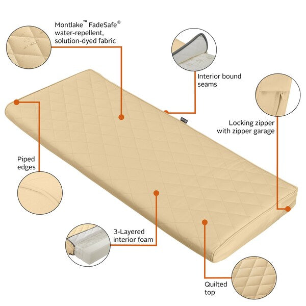 Montlake Quilted Patio Cushion, Chamomile, 48