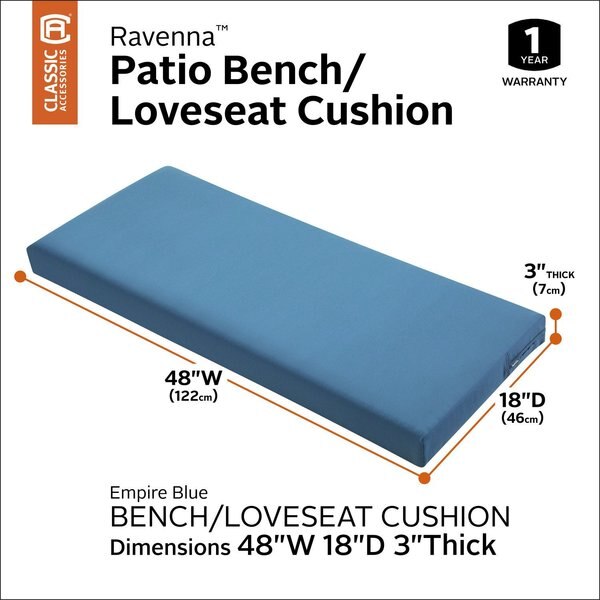 Ravenna Bench Cushion, Empire Blue, 48