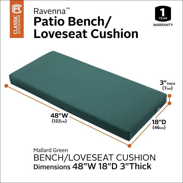 Ravenna Bench Cushion, Mallard Green, 48