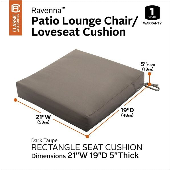 Ravenna Seat Cushion, Dark Taupe, 21