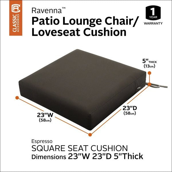 Ravenna Seat Cushion, Espresso, 23