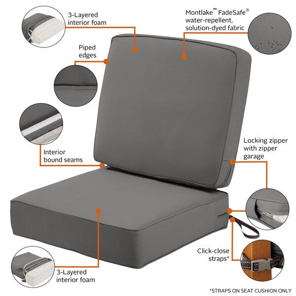 Montlake Light Charcoal Cushion Set, 23