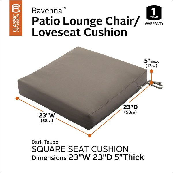 Ravenna Seat Cushion, Dark Taupe, 23
