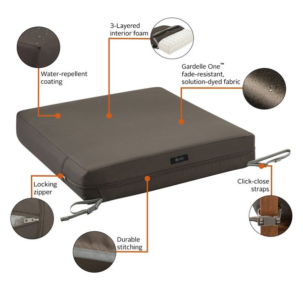 Ravenna Seat Cushion, Dark Taupe, 23