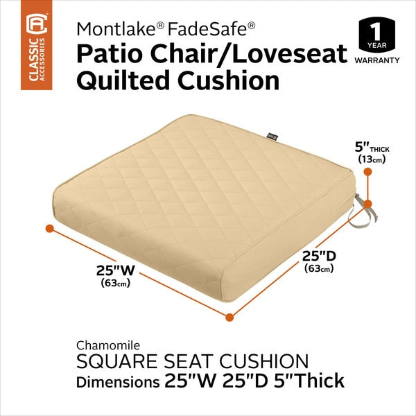 Montlake Quilted Patio Cushion, Chamomile, 25