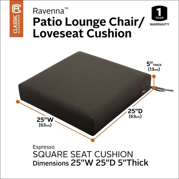 Ravenna Seat Cushion, Espresso, 25