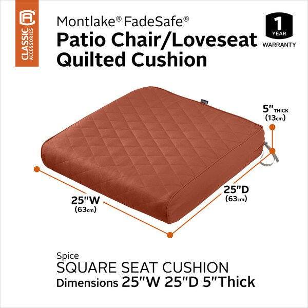 Montlake Quilted Patio Cushion, Spice, 25