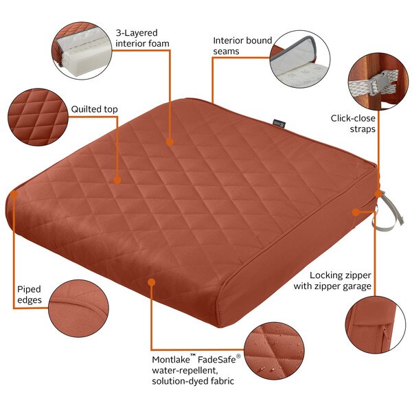 Montlake Quilted Patio Cushion, Spice, 25