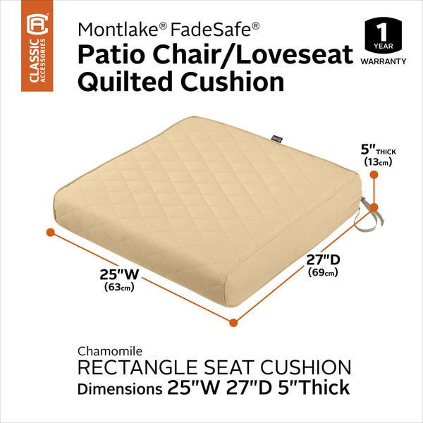 Montlake Quilted Patio Cushion, Chamomile, 25