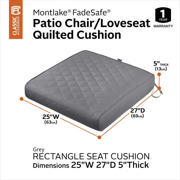 Montlake Quilted Patio Cushion, Grey, 25