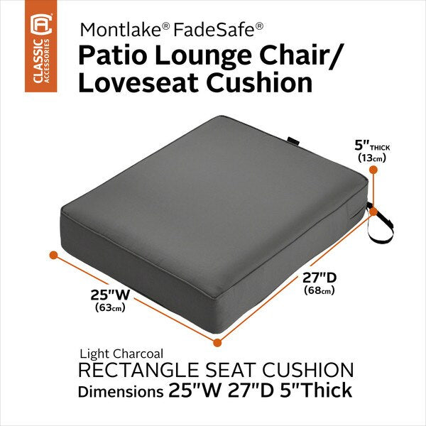 Rectangle Lounge Seat Cushion, Grey