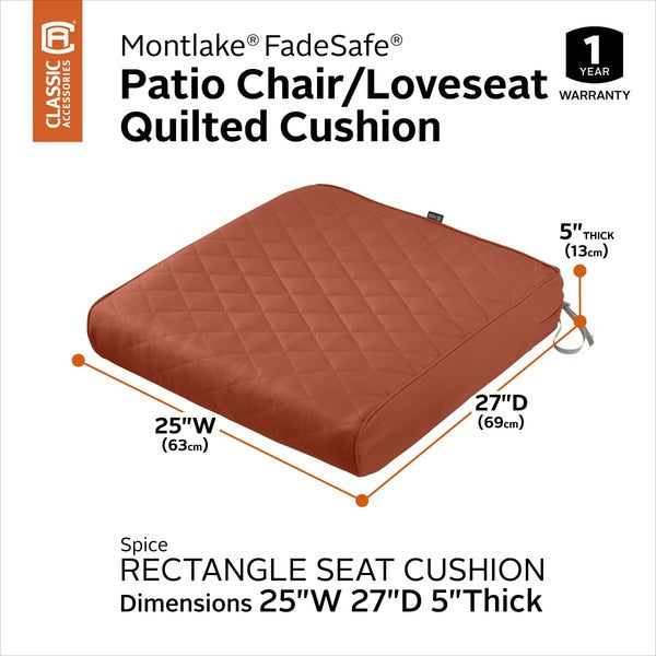 Montlake Quilted Patio Cushion, Spice, 25