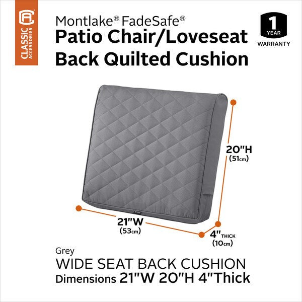Montlake Quilted Patio Cushion, Grey, 21