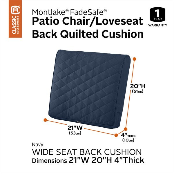 Montlake Quilted Patio Cushion, Navy, 21