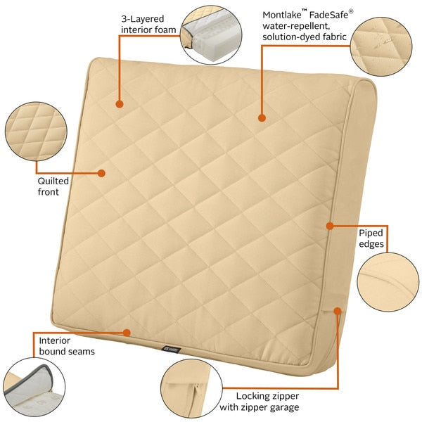 Montlake Quilted Patio Cushion, Chamomile, 25