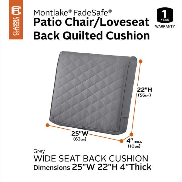 Montlake Quilted Patio Cushion, Grey, 25