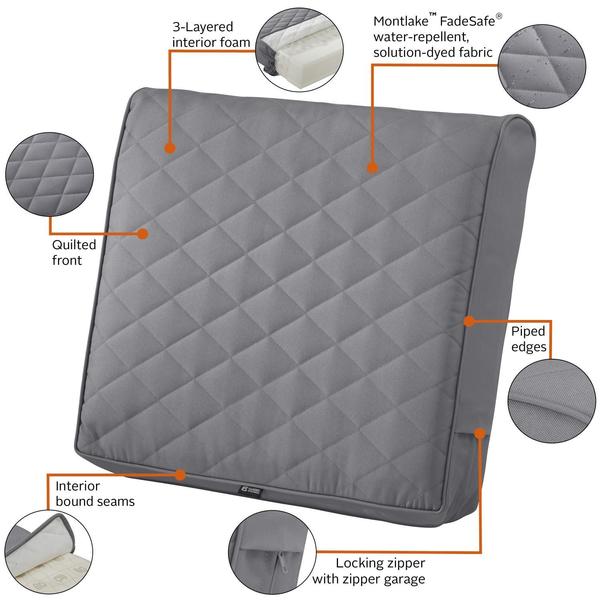 Montlake Quilted Patio Cushion, Grey, 25