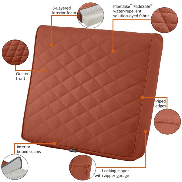 Montlake Quilted Patio Cushion, Spice, 25