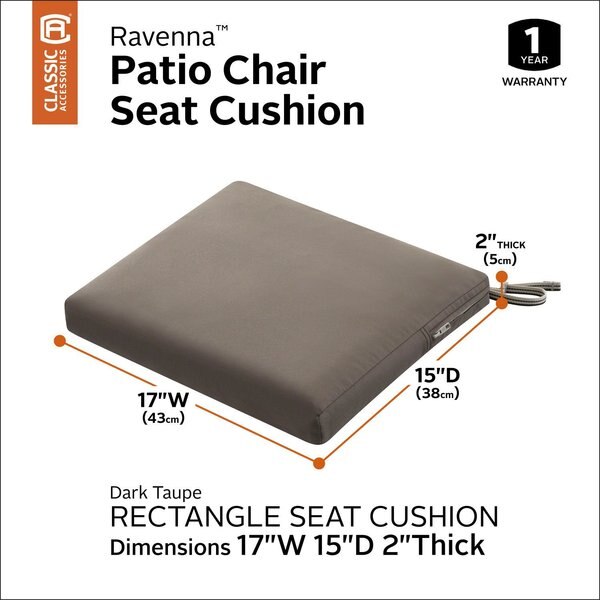 Ravenna Seat Cushion, Dark Taupe, 17