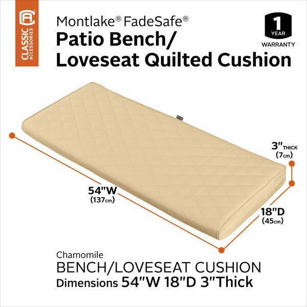 Montlake Quilted Patio Cushion, Chamomile, 54