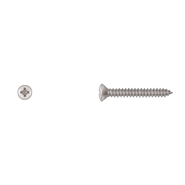 Sheet Metal Screw, #8 x 1-1/4 in, Chrome Plated Oval Head Phillips Drive