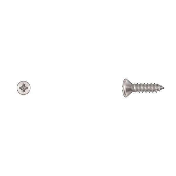 Sheet Metal Screw, #10 x 3/4 in, Chrome Plated Oval Head Phillips Drive