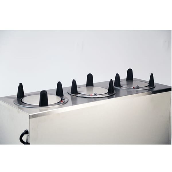 Regular Heated 3 Stack Plate Dispenser Cabinet; 7-3/8