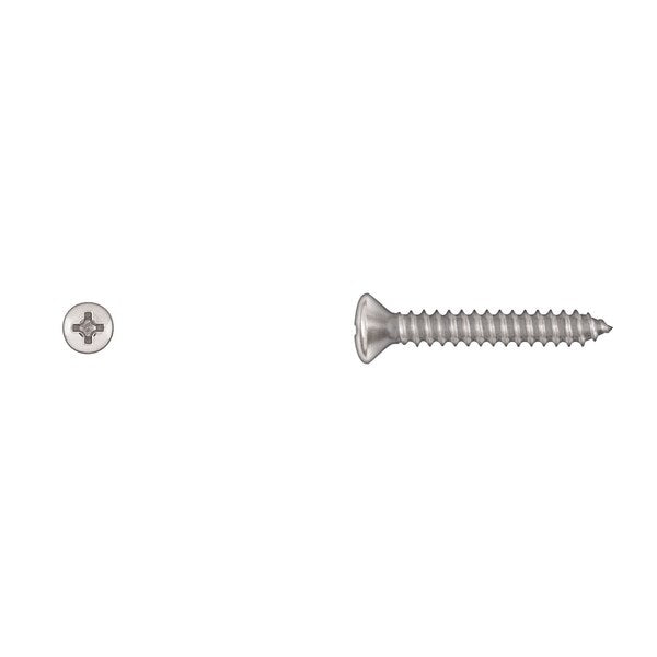 Sheet Metal Screw, #10 x 1-1/4 in, Chrome Plated Oval Head Phillips Drive