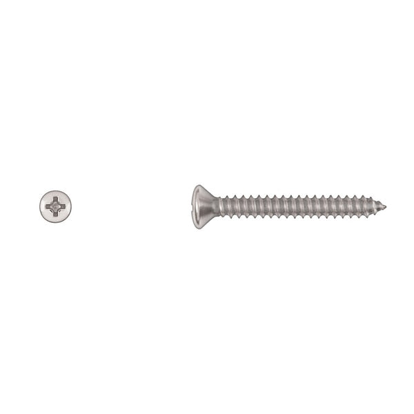 Sheet Metal Screw, #10 x 1-1/2 in, Chrome Plated Oval Head Phillips Drive