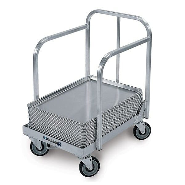 Aluminum Bun Pan Dolly-Angle Frame w/Sides and Handle, 500 lb Capacity