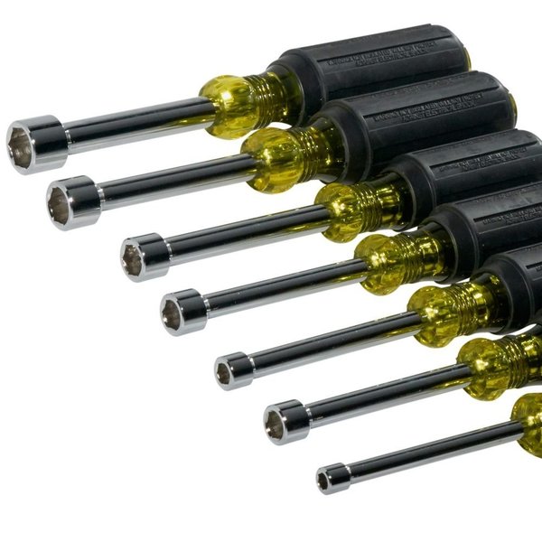 Hallow Shank Nut Driver Set, 3 in Shafts, Ergonomic Cushion Grip, SAE, 7-Piece