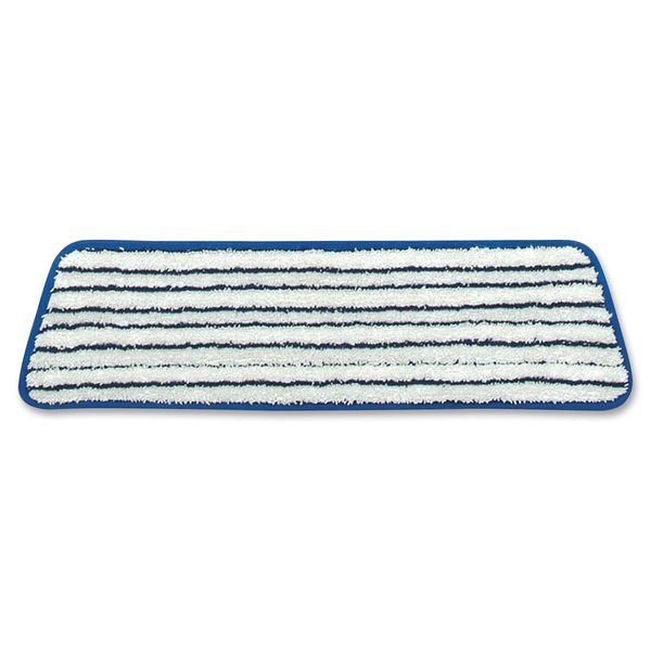 18 in L Flat Mop Pad, 0.25 oz Dry Wt, Hook-and-Loop Connection, White, Microfiber