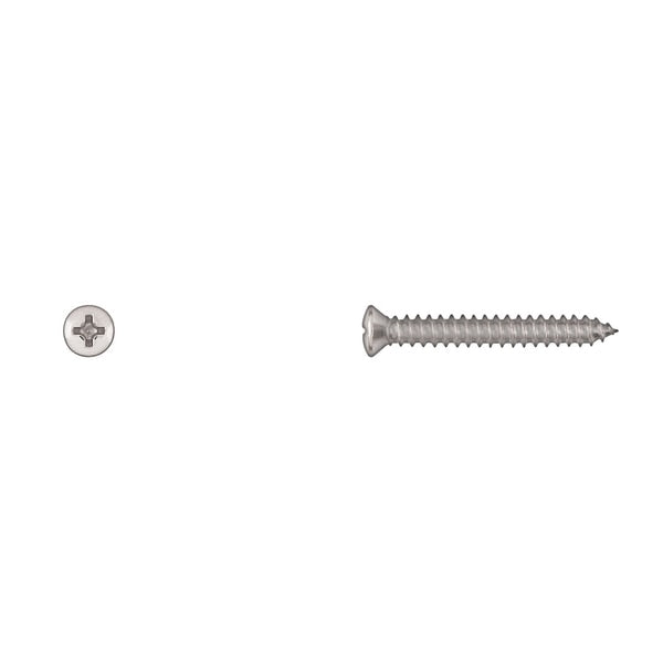 Sheet Metal Screw, #8 x 1-1/4 in, Chrome Plated Oval Head Phillips Drive