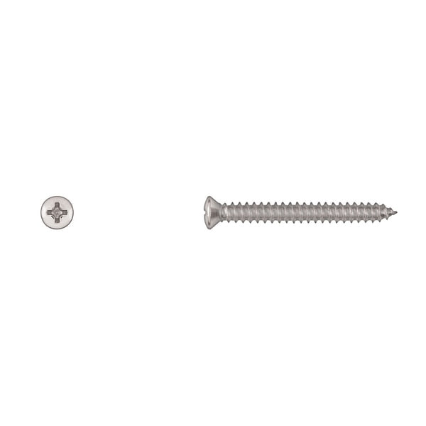Sheet Metal Screw, #8 x 1-1/2 in, Chrome Plated Oval Head Phillips Drive