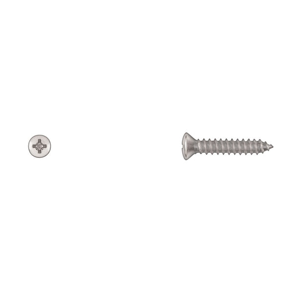 Sheet Metal Screw, #10 x 1 in, Chrome Plated Oval Head Phillips Drive