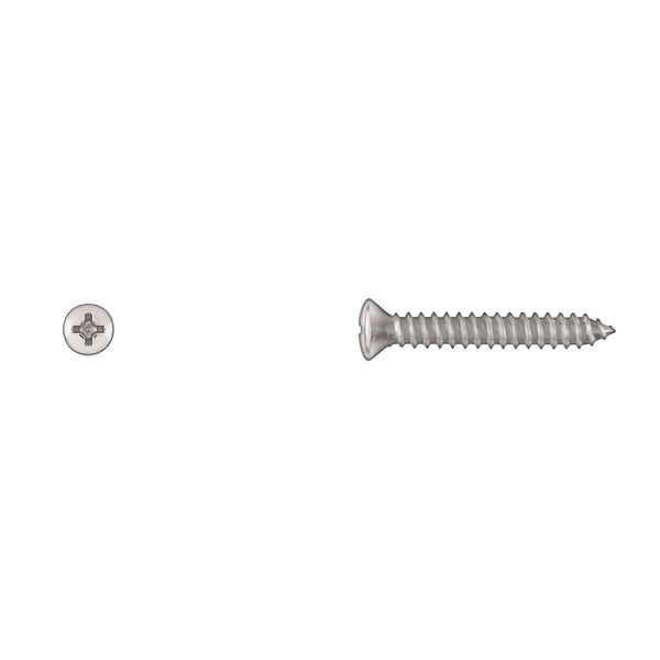 Sheet Metal Screw, #10 x 1-1/4 in, Chrome Plated Oval Head Phillips Drive
