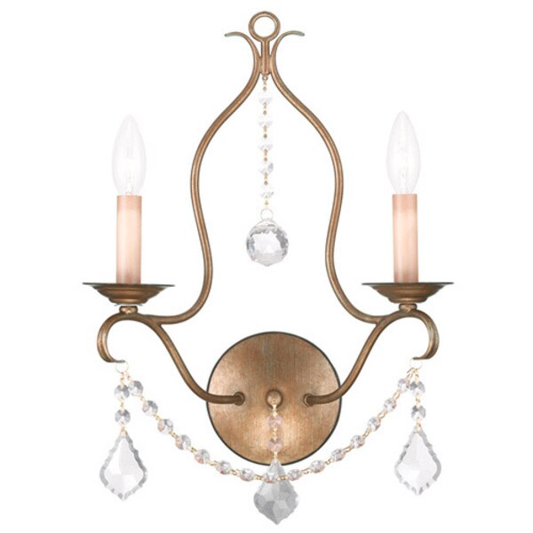Chesterfield 2 Light Antique Gold Leaf Wall Sconce