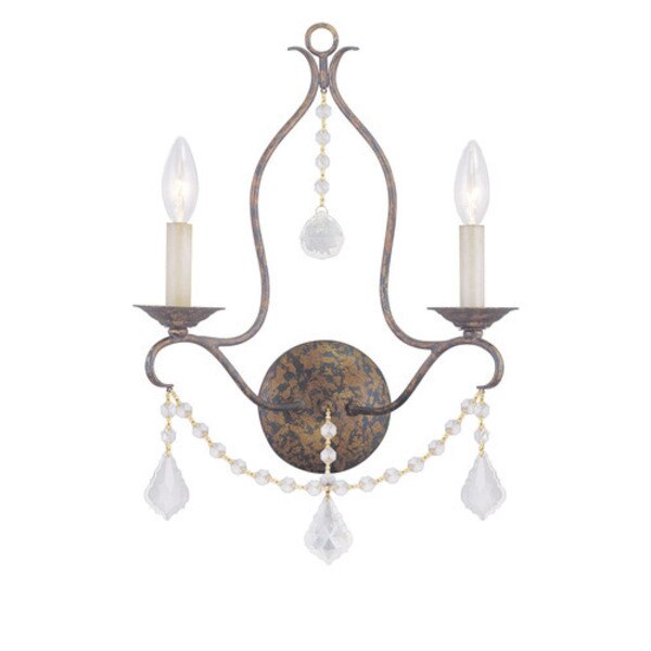 Chesterfield 2 Light Hand Applied Venetian Golden Bronze Wall Sconce