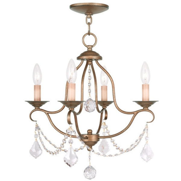 Chesterfield 4 Light Antique Gold Leaf Mini Chandelier