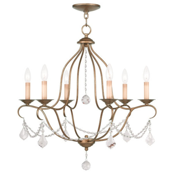 Chesterfield 6 Light Antique Gold Leaf Chandelier