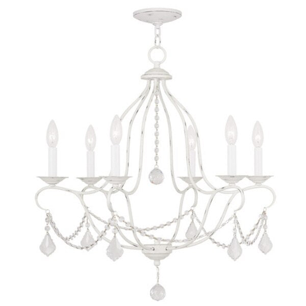 Chesterfield 6 Light Antique White Chandelier