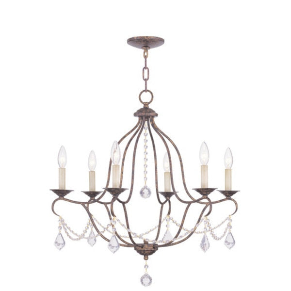 Chesterfield 6 Light Hand Applied Venetian Golden Bronze Chandelier