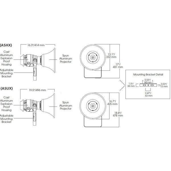 PA Weatherproof Speaker, Al, 5 Channels