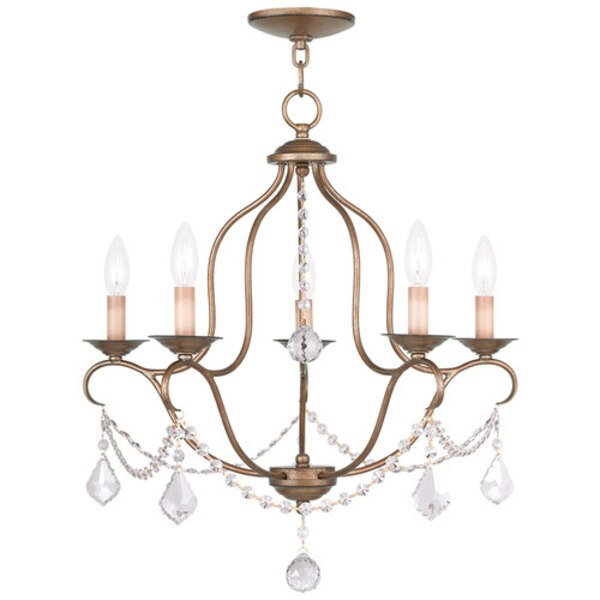 Chesterfield 5 Light Antique Gold Leaf Chandelier