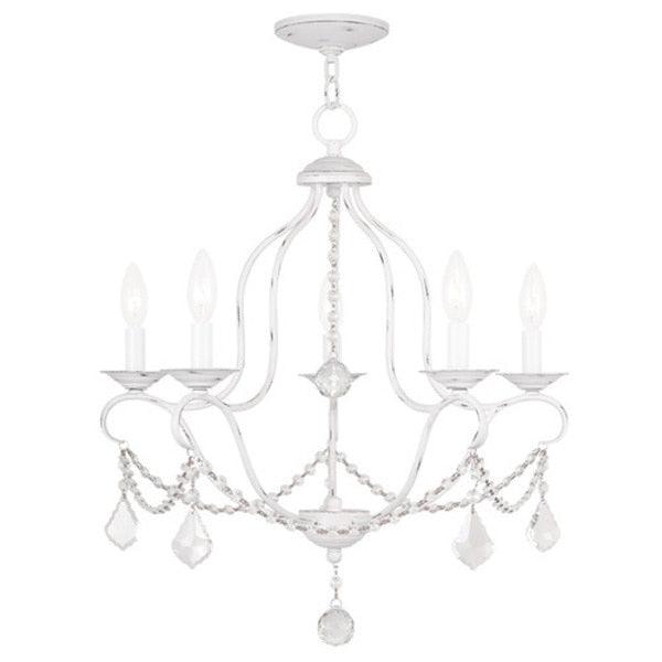 Chesterfield 5 Light Antique White Chandelier